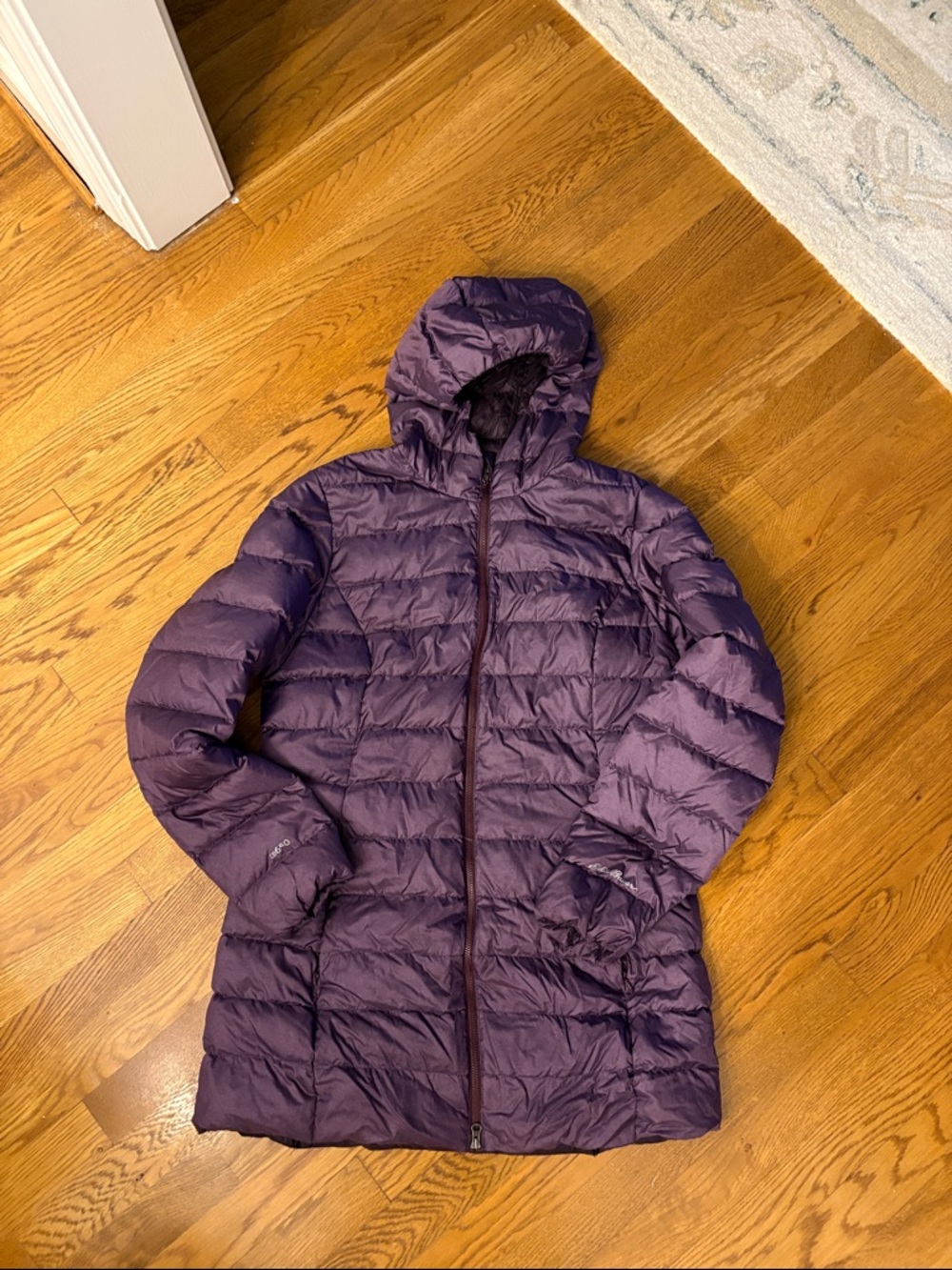 Eddie Bauer Long Hooded Puffer Coat - Deep Purple